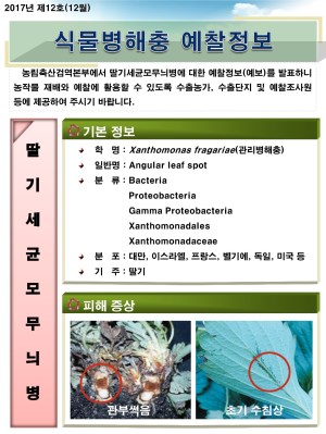 (2017년 12호) 식물병해충 발생정보 